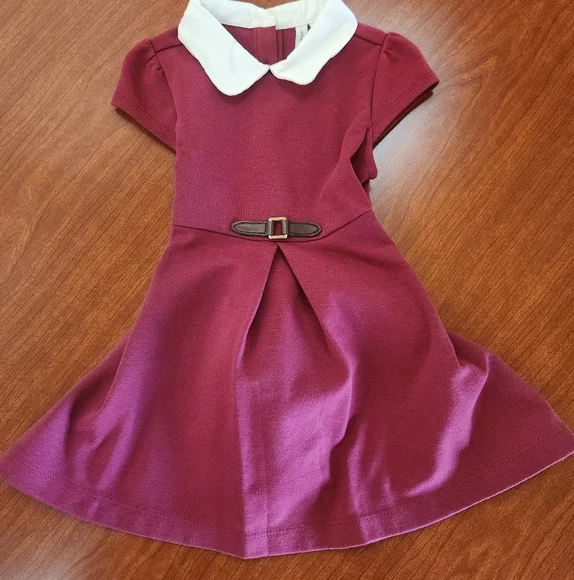 NWOT Janie and Jack Dainty Berry Ponte Collared Dress w/ Diaper Cover – 12–18M - Picture 4 of 10